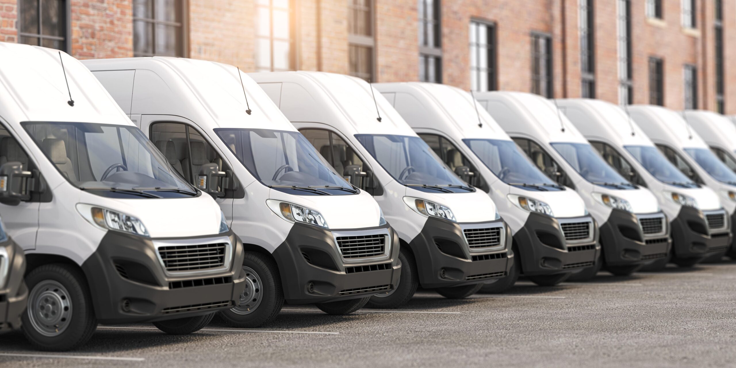 A row of vans lined up